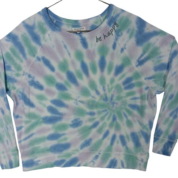 Grayson Threads Tie Dye "Be Happy" Sweatshirt Blue and Purple Crewneck Pullover - Picture 4 of 11
